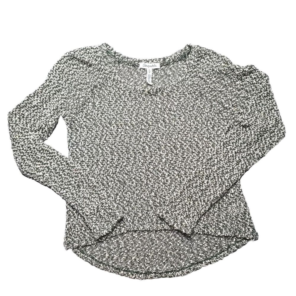 Aeropostale Womens Sweater Small Green White Round Neck Semi-sheer